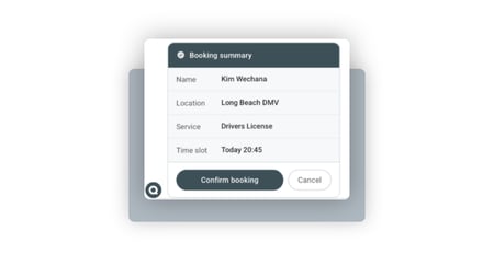 Qmatic AI chat showing available appointment times