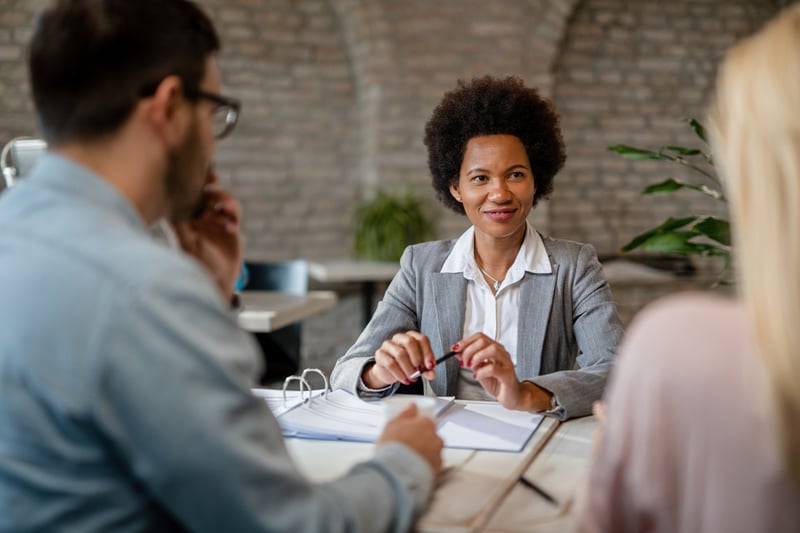Couple meeting with a bank representative