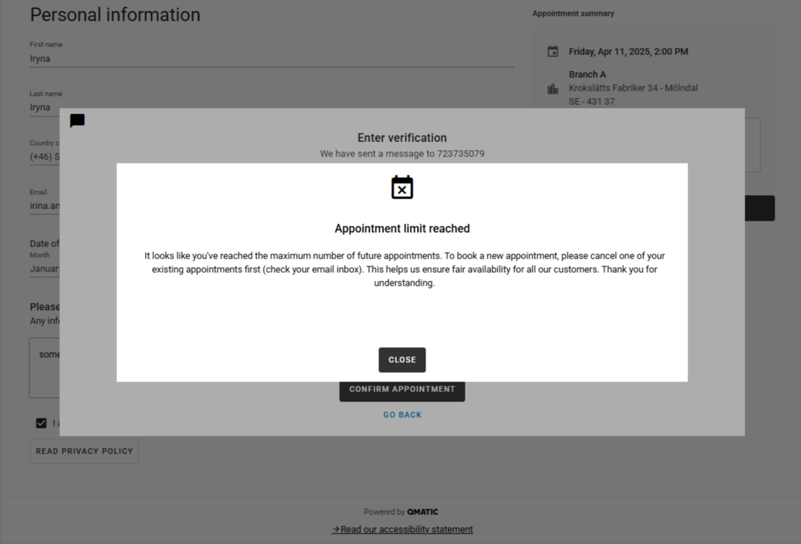 Booking Limit-1