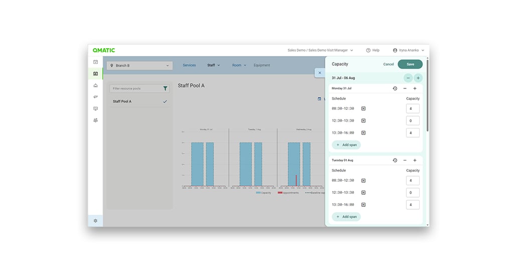 Appointment Booking & Resource Capacity Planning in Qmatic Experience Cloud