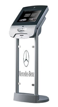 kiosk with mercedes benz standing 