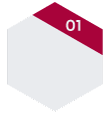 Ljusgrå hexagon med röd linje och siffran 1